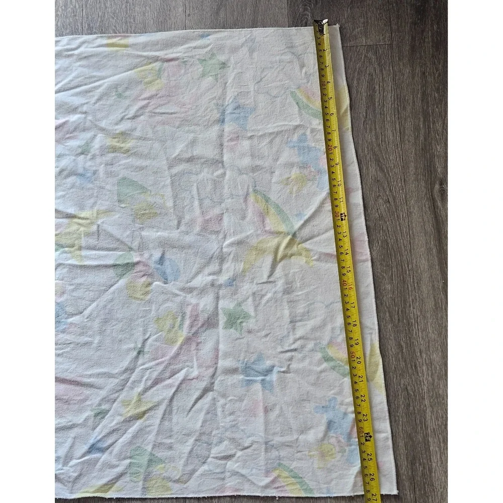 VTG 1980s Beacon pastel flannel baby receiving blanket soft print rainbow stars